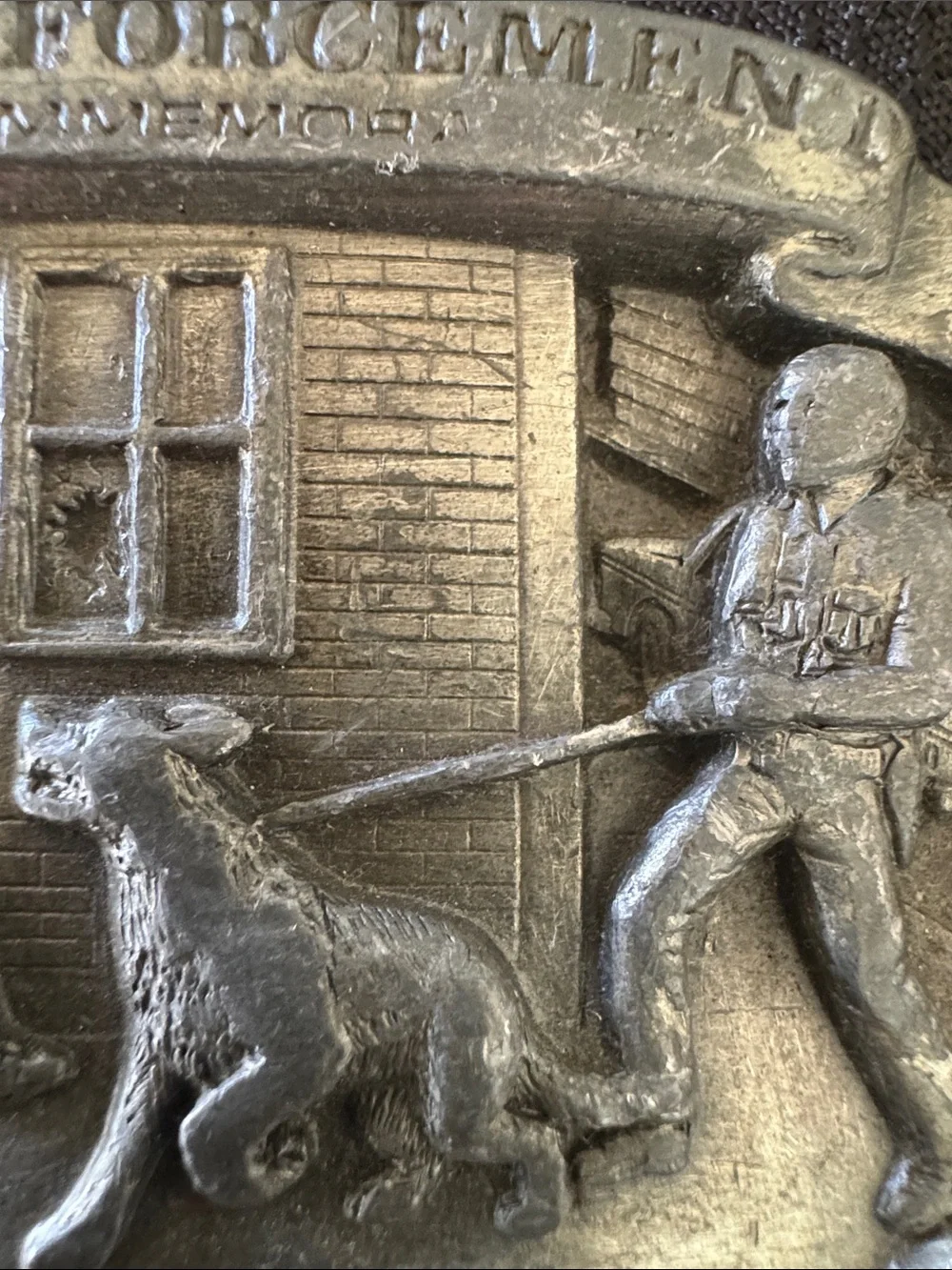 Silver Law Enforcement Themed Belt Buckle - Decorative Detail